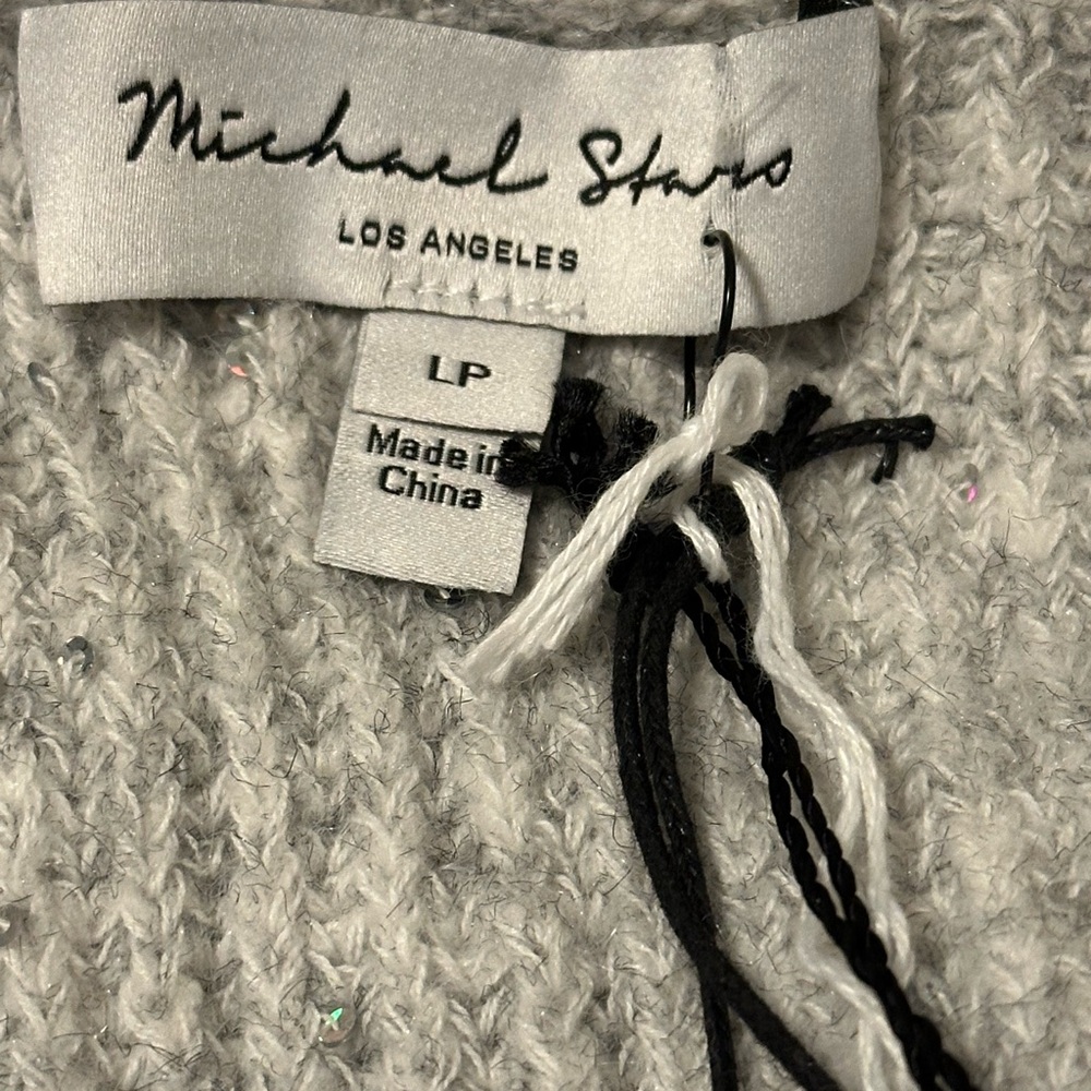 Michael Stars Laurel Surplice Heather grey with iridescent sequins throughout - Picture 2 of 8